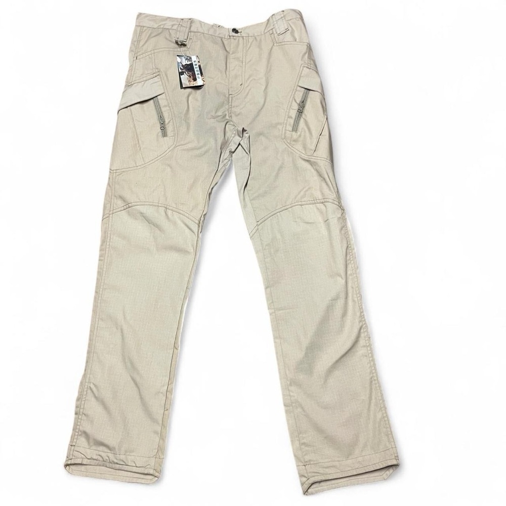 NEW Mens Combat Cargo Pants Tan XL Stretch Lightweight Waterproof Tactical 36x31
